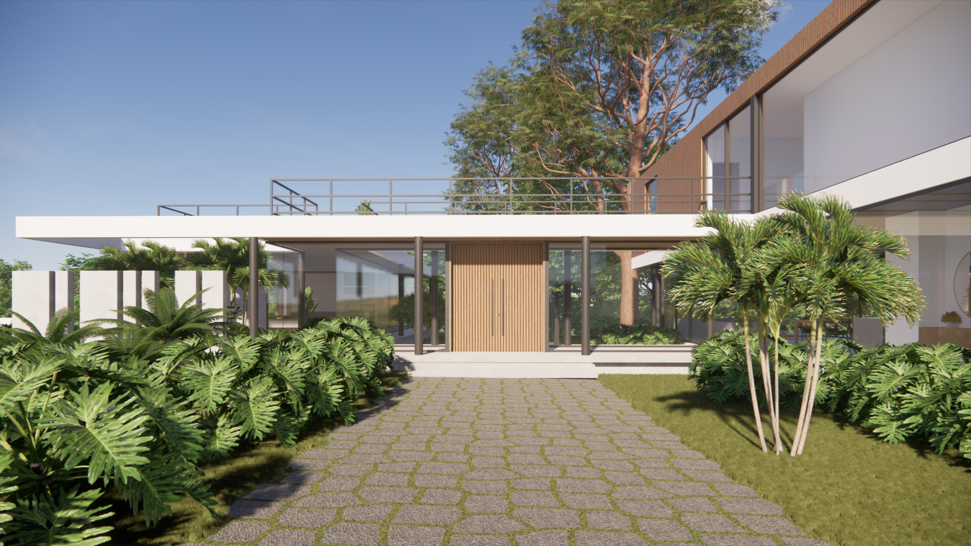 fachada casa contemporanea madeira vidro integração com a natureza campinas são paulo