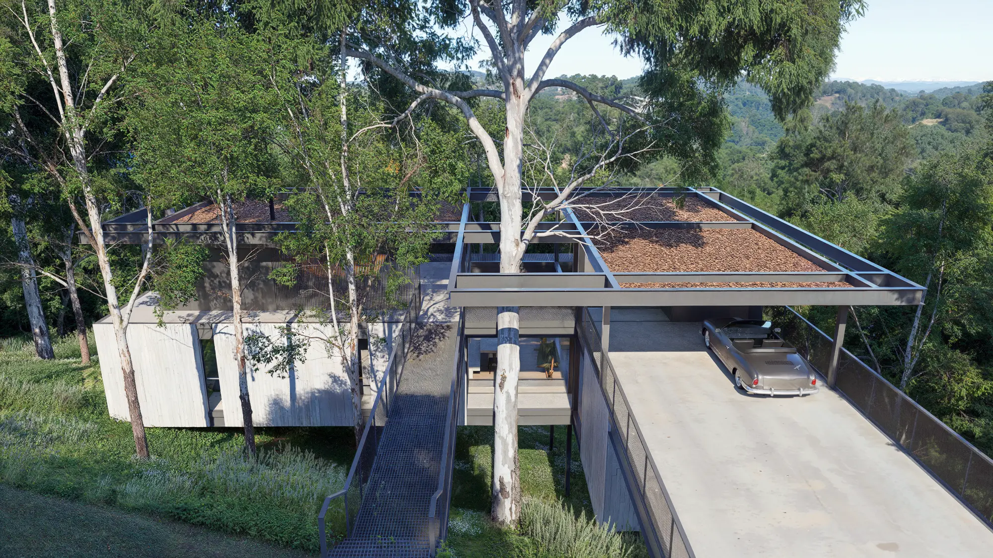 Luz e sombra como arquitetura Arquitetura da casa suspensa marcada pelo contraste entre luz e sombra